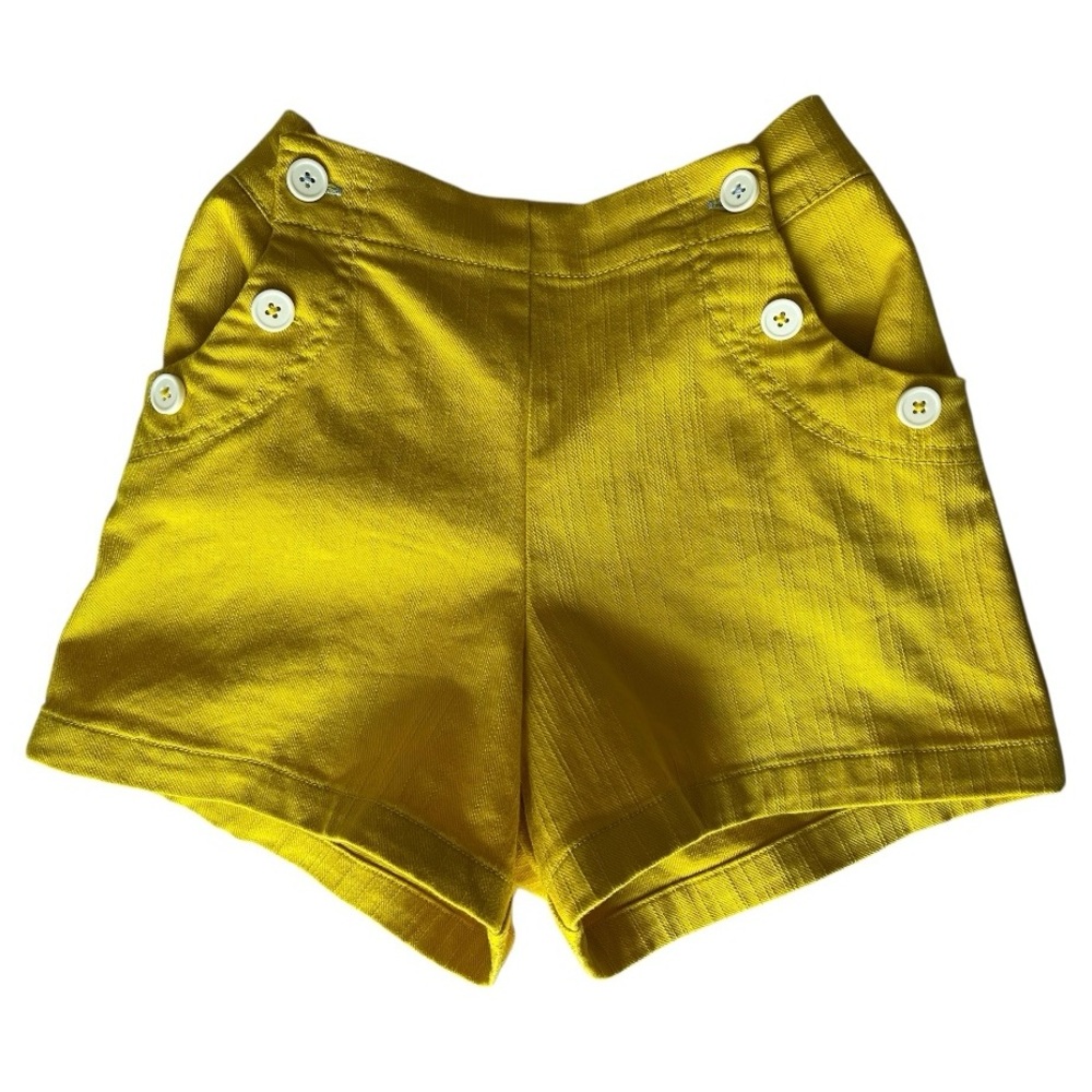 Boden Girls 10 High Waist button front Yellow sailor Shorts